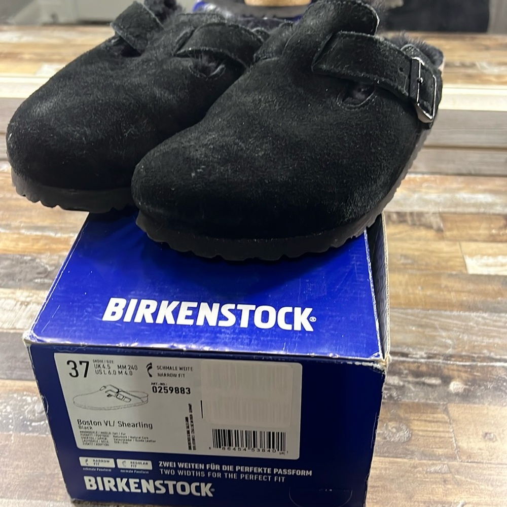 Birkenstock Boston VL/ Shearling black narrow fit size 38 US 7